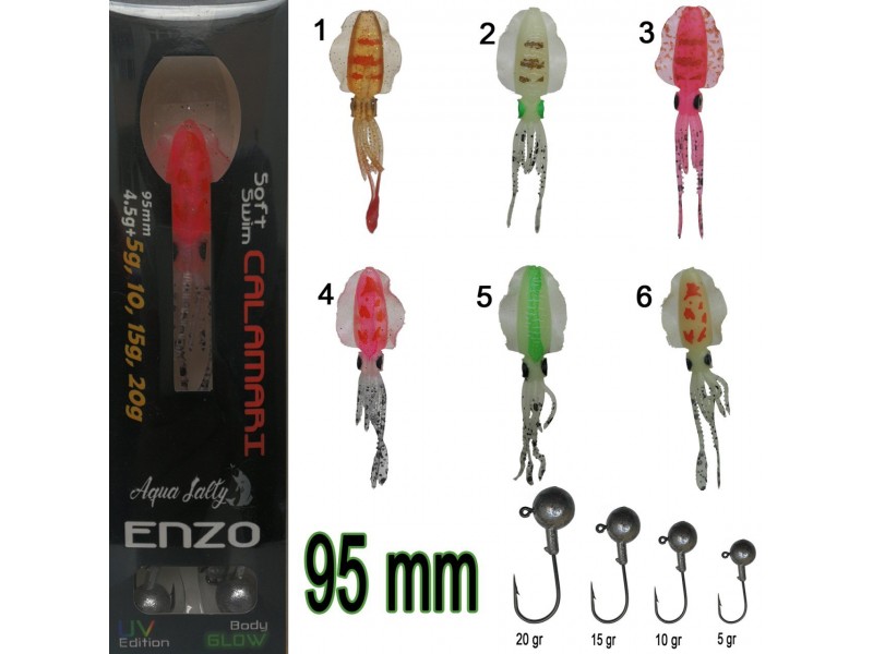 Enzo Soft Swim Calamari 95mm + Jig Head 06