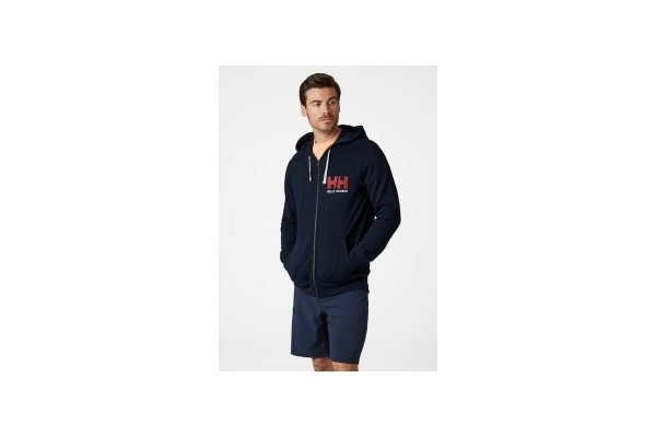 Helly Hansen Logo Full Zip Hoodie Kapüşonlu Erkek Sweatshirt - NAVY