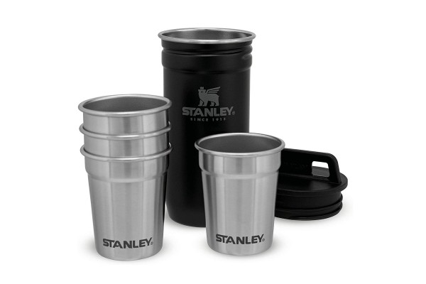 The Pre-Party Shot Glass + Flask Set - Matte Black Pebble