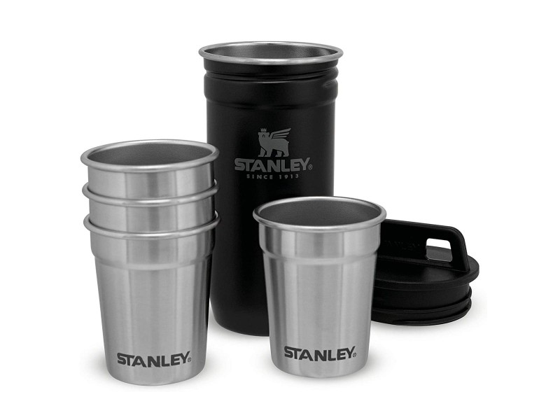 The Pre-Party Shot Glass + Flask Set - Matte Black Pebble