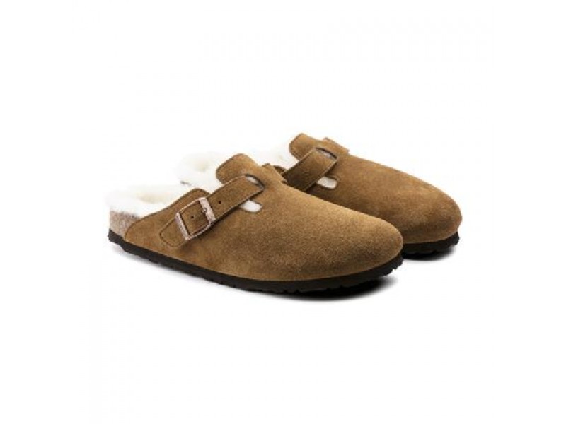 Birkenstock Boston VL Shearling Süet Deri Kapalı Terlik