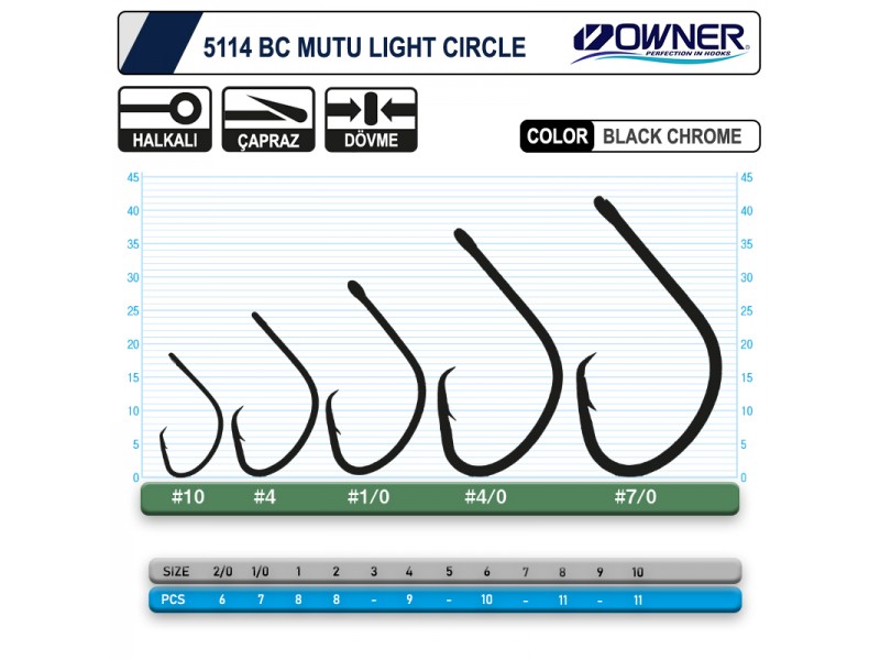 Owner 5114 Mutu Light Black Chrome İğne 2 Numara