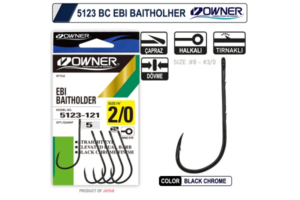 Owner 5123 Ebi Baitholder Black Chrome Olta İğnesi 1 Numara