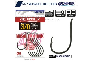 Owner 5177 Mosquito Hook Black Chrome Sinek Olta İğnesi 2 Numara