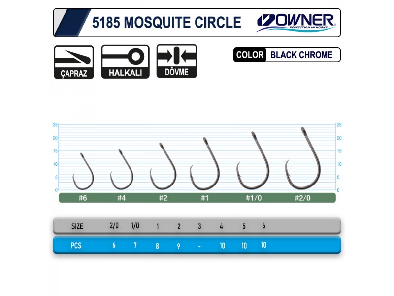 Owner 5185 Mosquito Circle Black Chrome 2 Numara Sinek İğne