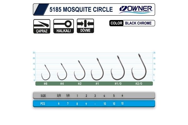 Owner 5185 Mosquito Circle Black Chrome 1 Numara Sinek İğne